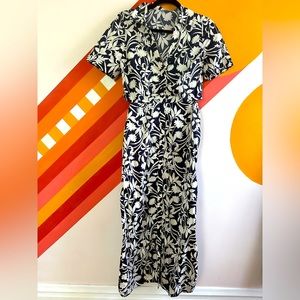 Old navy size small TALL blue floral print dress with cutouts